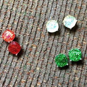 3 pair of stud style earrings